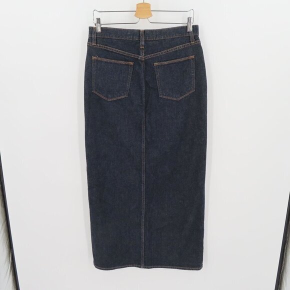Gap Jeans Women 6 Long Skirt Dark Wash Blue Denim Jean Front Slit Pockets Y2K - Picture 4 of 10